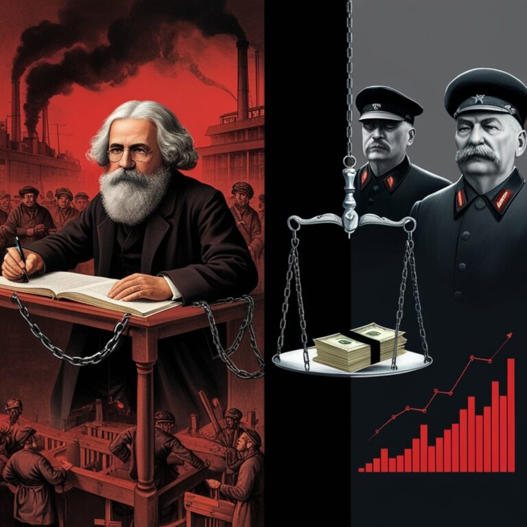 Leonardo_Phoenix_09_Split_image_LeftKarl_Marx_writing_surround_0
